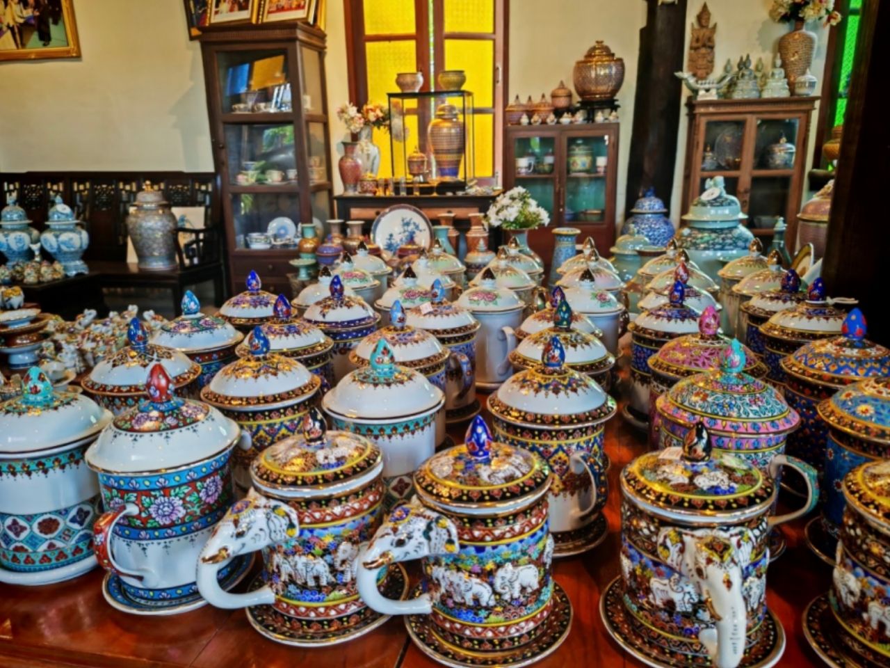 Benjarong Ceramics and Teak Carving