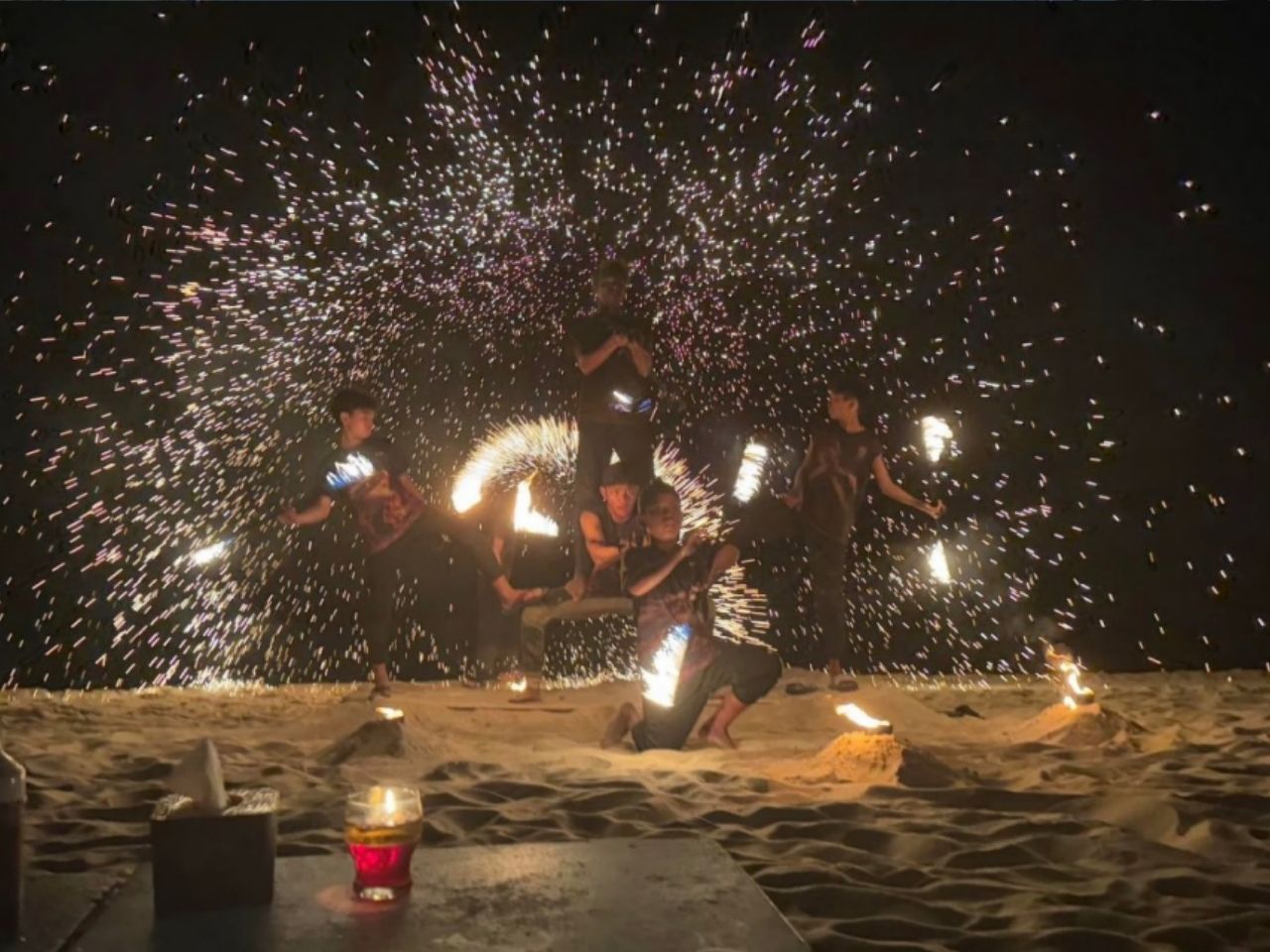 Beach Fire Shows After Dinner
